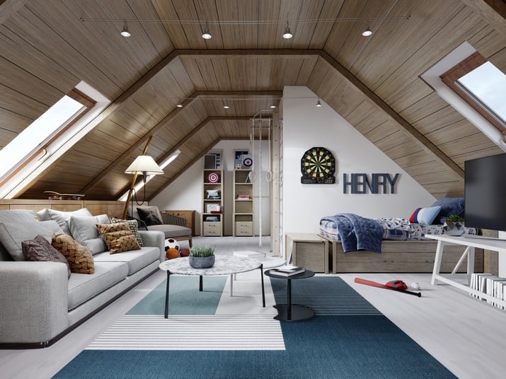 the-design-of-the-childrens-room-for-the-teenager-on-the-attic-is-in-the-loft-style-the-ceiling-is-hemmed-with-wood-and-the-walls-are-white
